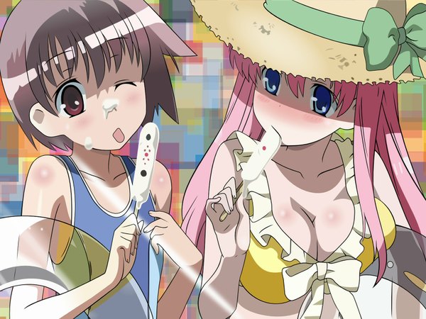Anime-Bild 1600x1200 mit saki haramura nodoka miyanaga saki light erotic swimsuit bikini