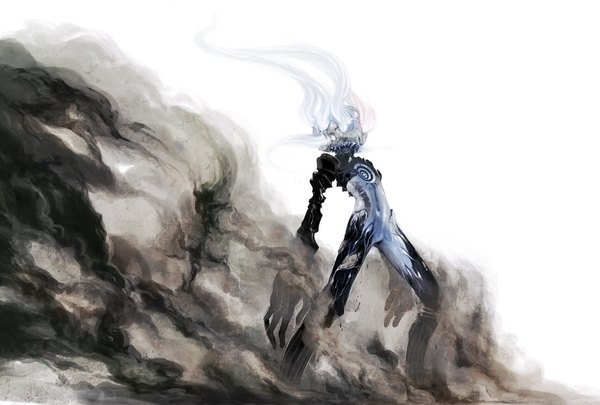 Anime picture 2000x1350 with original un (alternatif) single highres white background wallpaper smoke android