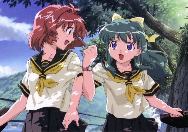 Anime picture 3508x2460 with onegai twins onodera karen miyafuji miina highres serafuku