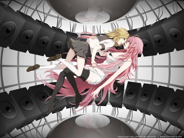 Anime picture 1600x1200 with vocaloid megurine luka kagamine rin shoujo ai girl