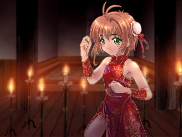 Anime picture 1600x1200 with card captor sakura clamp kinomoto sakura mutsuki (moonknives) highres chinese clothes chinese dress candle (candles)