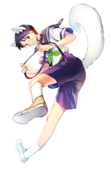 Anime picture 1031x1586 with neon genesis evangelion rebuild of evangelion evangelion: 2.0 you can (not) advance evangelion: 3.0 you can (not) redo gainax ikari shinji matsuki ringo single tall image short hair black hair simple background white background animal ears tail animal tail black eyes wolf ears wolf tail boy