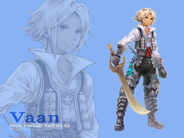 Anime picture 1024x768 with final fantasy final fantasy tactics a2 square enix vaan blue background