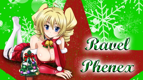 Anime picture 1920x1080 with highschool dxd ravel phenex shadowart single looking at viewer blush fringe highres short hair breasts blue eyes light erotic simple background blonde hair hair between eyes wide image large breasts twintails bare shoulders payot