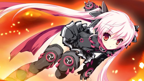 Anime picture 1280x720 with blades heart (game) long hair red eyes wide image twintails pink hair game cg loli girl