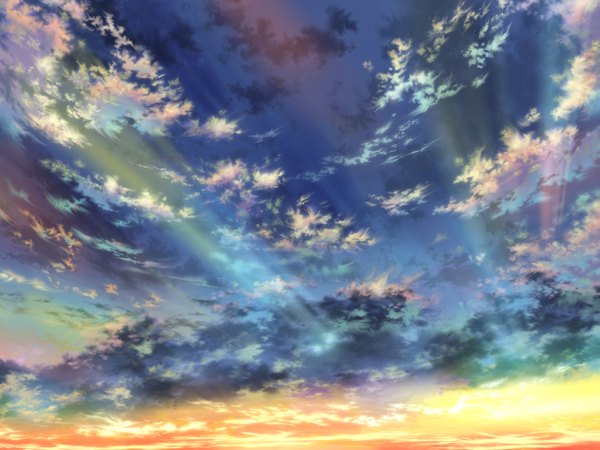 Anime picture 1333x1000 with original iy (tsujiki) sky cloud (clouds) evening sunset landscape