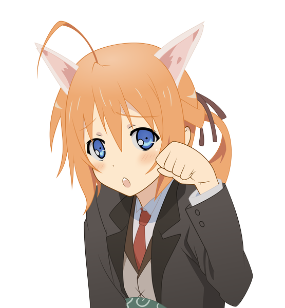 Anime picture 3931x4250 with mayo chiki! feel (studio) konoe subaru madwulf (artist) single long hair tall image blush highres open mouth blue eyes absurdres ahoge orange hair portrait transparent background face vector girl necktie