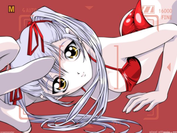 Anime picture 1600x1200 with martian successor nadesico xebec hoshino ruri light erotic red background camera