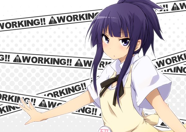 Anime picture 1387x986 with working!! a-1 pictures yamada aoi paprika (artist) single blue eyes purple hair waitress girl