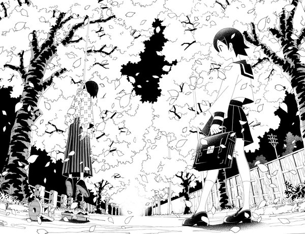 Anime picture 1600x1225 with sayonara zetsubou sensei shaft (studio) itoshiki nozomu fuura kafuka white background