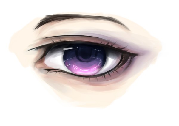 Anime picture 3507x2480 with original jc99 looking at viewer highres simple background white background purple eyes absurdres close-up eyeshadow shiny eye