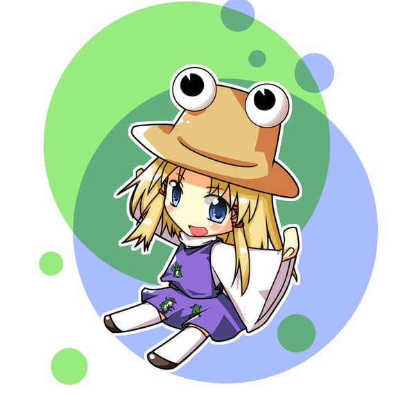 Аниме картинка 850x850 с touhou мория сувако nihonbato один (одна) длинные волосы смотрит на зрителя румянец открытый рот голубые глаза светлые волосы пейсы всё тело широкие рукава блик раскинутые руки чиби глаза девушка чулки юбка