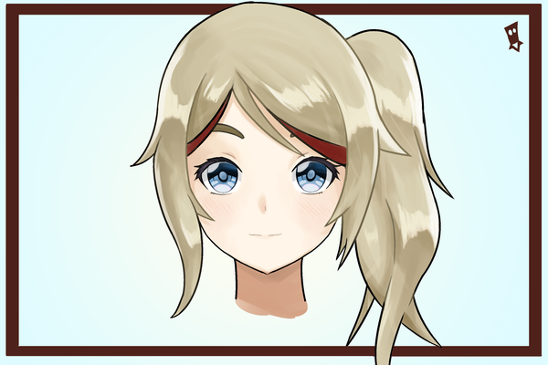 Anime picture 3000x2000 with original palmito single long hair looking at viewer fringe highres blue eyes simple background blonde hair payot multicolored hair two-tone hair streaked hair side ponytail border eyebrows face girl