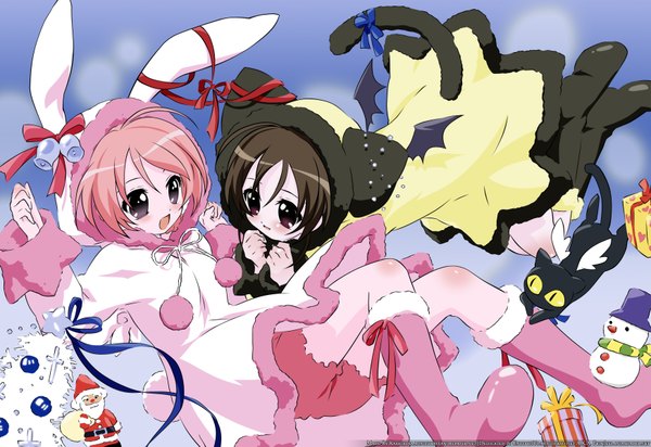 Anime picture 1746x1200 with pita ten misha (pita ten) shia (pita ten) highres animal ears cat girl bunny girl girl cat