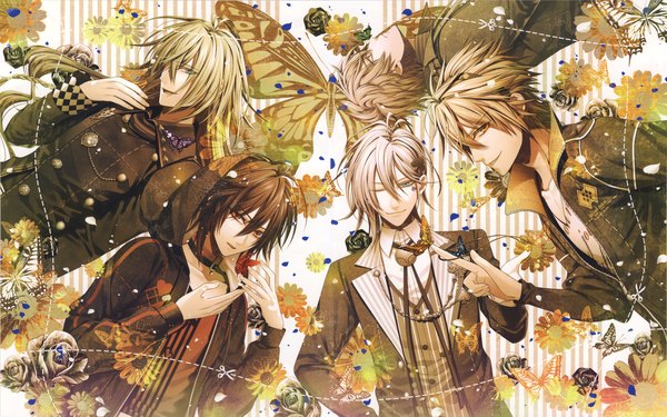Anime picture 11197x7000 with amnesia idea factory shin (amnesia) toma (amnesia) ikki (amnesia) kent (amnesia) ukyo (amnesia) hanamura mai long hair looking at viewer highres short hair open mouth blue eyes blonde hair smile red eyes brown hair green eyes absurdres