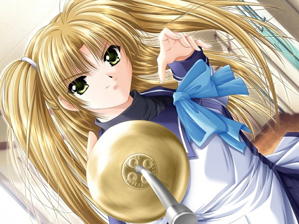 Anime picture 1024x768 with izumo (game) yamamoto kazue blonde hair green eyes game cg girl serafuku