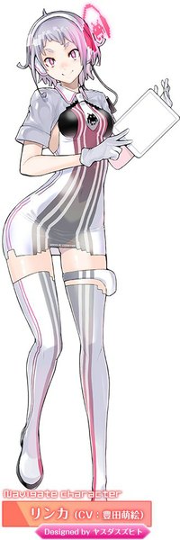 Anime picture 329x983 with suzuhito yasuda single tall image looking at viewer blush fringe short hair breasts light erotic simple background smile white background holding signed payot ahoge bent knee (knees) traditional clothes parted lips head tilt
