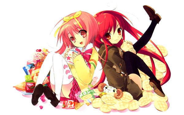 Anime picture 1920x1200 with shakugan no shana nanatsuiro drops j.c. staff shana akihime sumomo highres wide image white background crossover