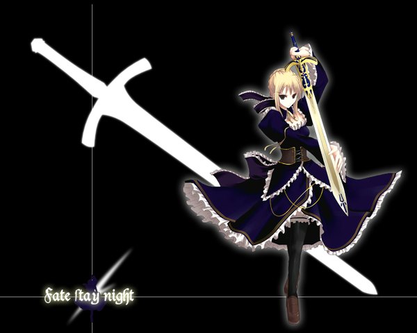 Anime picture 1280x1024 with fate (series) fate/stay night studio deen type-moon artoria pendragon (all) saber full body sword
