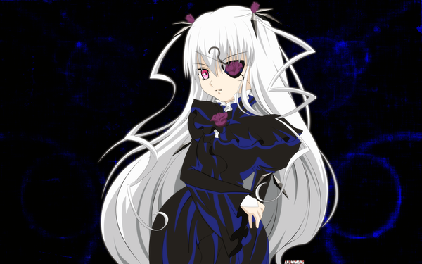 Anime picture 1920x1200 with rozen maiden barasuishou highres wide image white hair gothic eyepatch