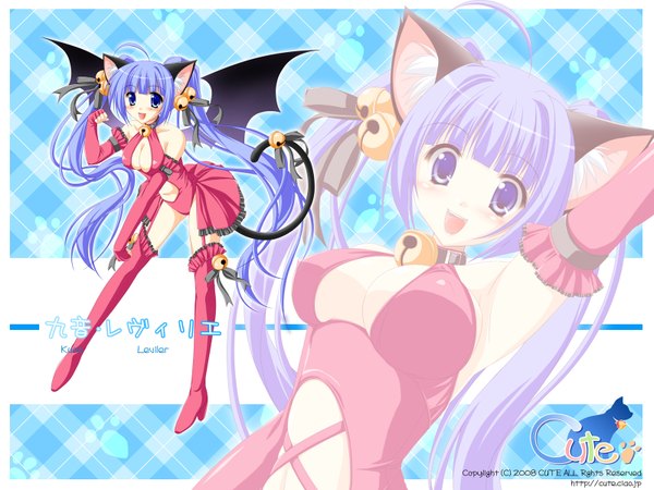 Anime picture 1600x1200 with kamiya tomoe light erotic cat girl girl wings