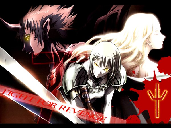 Anime picture 1600x1200 with claymore madhouse clare (claymore) teresa priscilla (claymore) sword