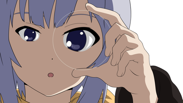 Anime picture 2560x1440 with sora no woto a-1 pictures kannagi noel highres wide image grey hair grey eyes close-up transparent background vector