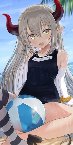 Anime picture 2048x4047 with virtual youtuber nijisanji emma august seicoh single long hair tall image looking at viewer blush fringe highres open mouth light erotic blonde hair smile hair between eyes sitting yellow eyes payot outdoors