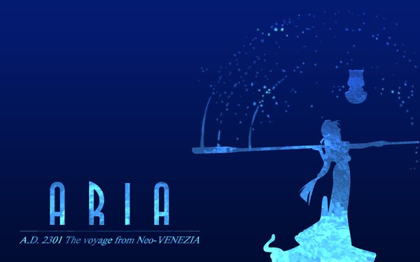 Anime picture 1680x1050 with aria wide image blue background silhouette