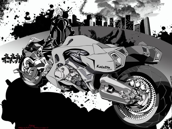 Anime picture 1600x1200 with air gear toei animation city motorcycle tagme