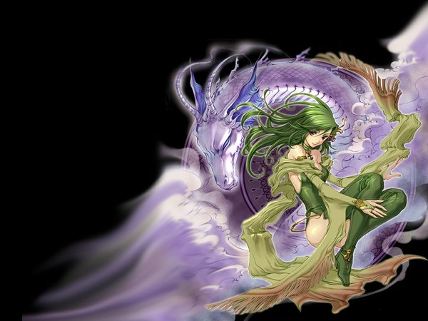 Аниме картинка 1024x768 с последняя фантазия final fantasy iv square enix rydia зелёные волосы обои на рабочий стол чулки украшения для волос ботинки высокие ботинки свадебные перчатки дракон