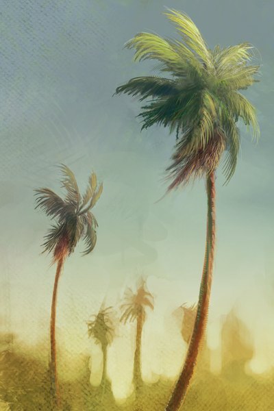 Anime picture 2000x3000 with original aspeckofdust (artist) tall image highres plant (plants) tree (trees) palm tree