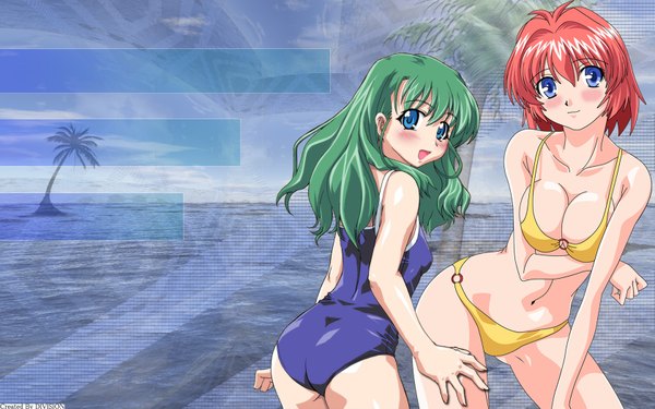 Anime picture 1680x1050 with onegai twins onodera karen miyafuji miina light erotic wide image girl