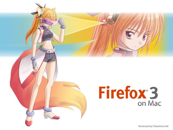 Anime picture 1600x1200 with os-tan firefox highres animal ears tail fox ears fox tail firefox3