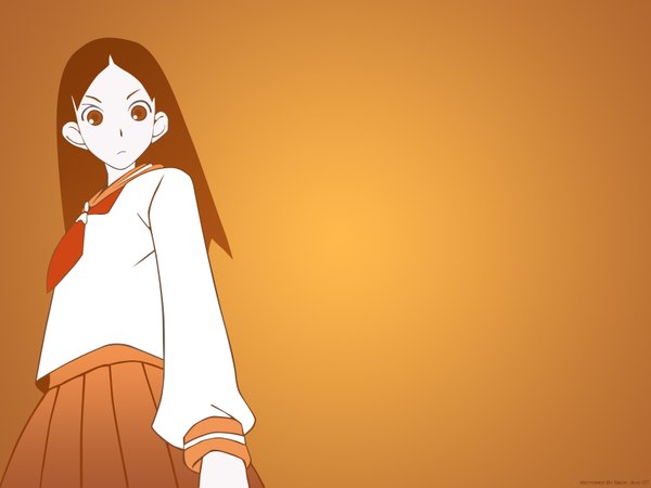 Anime picture 1600x1200 with sayonara zetsubou sensei shaft (studio) kitsu chiri orange background tagme