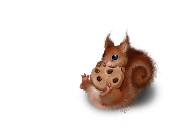 Anime picture 1280x960 with original uildrim sitting holding transparent background eating animal cookie (cookies) squirrel