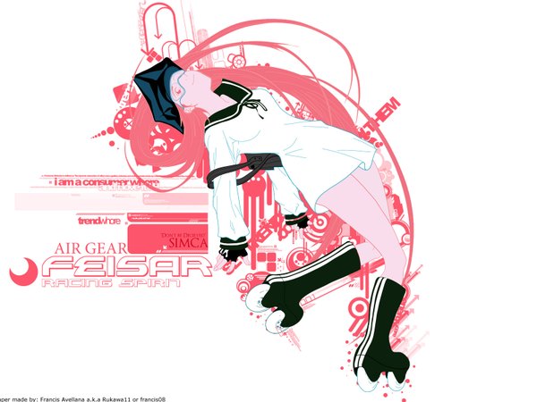 Anime picture 1600x1200 with air gear toei animation simca pink background tagme