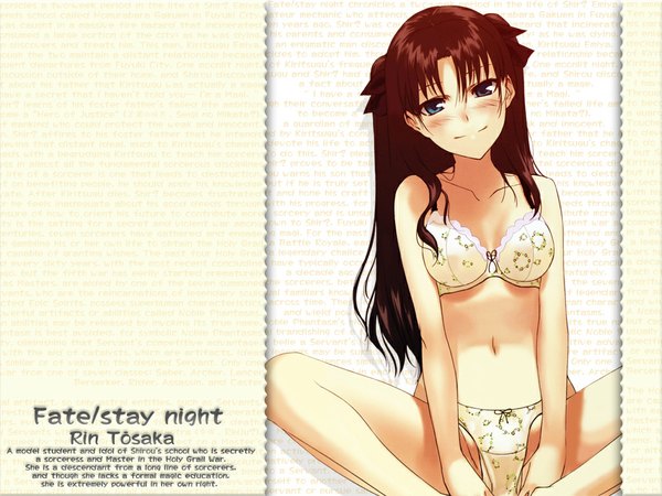 Anime picture 1024x768 with fate (series) fate/stay night studio deen type-moon toosaka rin light erotic underwear only underwear