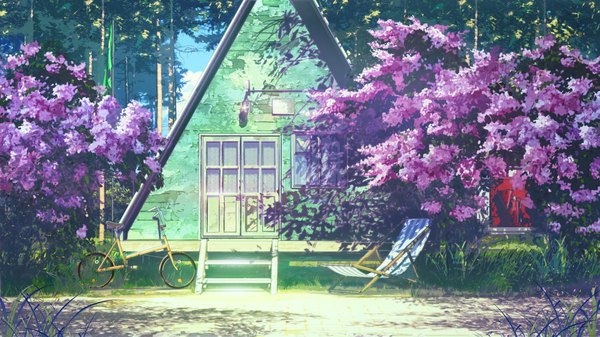 Anime picture 1920x1080 with everlasting summer iichan eroge arsenixc vvcephei highres wide image game cg sunlight wallpaper no people scenic collaboration camp flower (flowers) plant (plants) tree (trees) window building (buildings) grass ground vehicle