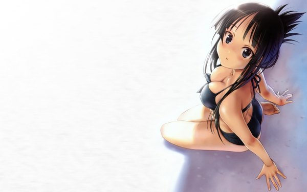 Anime picture 1680x1050 with k-on! kyoto animation akiyama mio light erotic wide image swimsuit bikini black bikini
