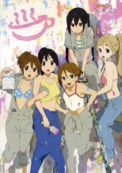 Anime picture 5026x7093 with k-on! kyoto animation akiyama mio hirasawa yui nakano azusa kotobuki tsumugi tainaka ritsu long hair tall image looking at viewer highres short hair open mouth black hair blonde hair brown hair standing twintails multiple girls brown eyes