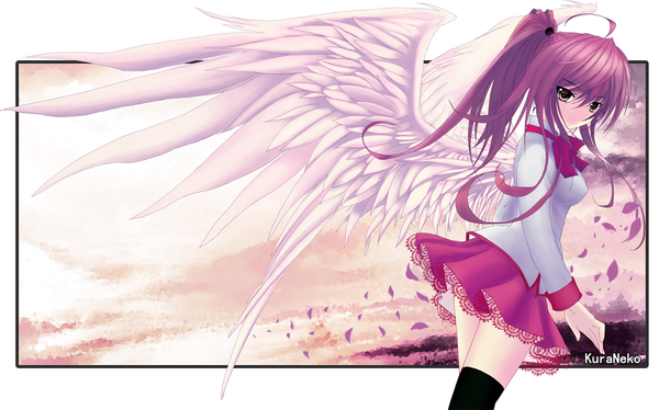 Anime picture 1601x1000 with wide image wings tagme kuraneko