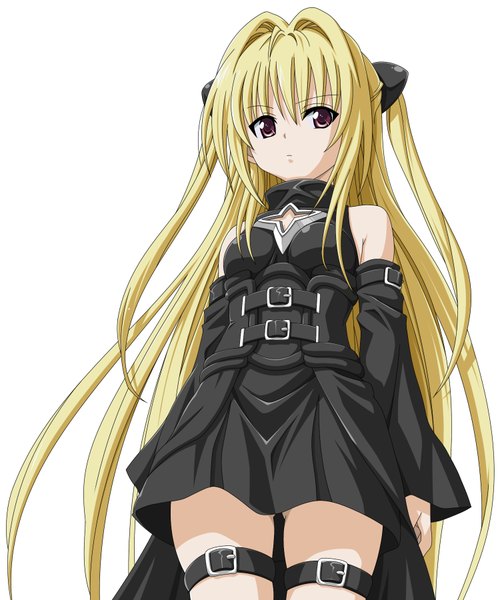 Anime picture 1500x1800 with toloveru toloveru darkness xebec konjiki no yami toshi5765 single long hair tall image simple background blonde hair red eyes white background girl detached sleeves