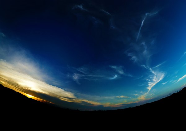 Anime picture 1920x1357 with original sarugetty (artist) highres sky cloud (clouds) evening sunset horizon no people landscape scenic fisheye sun