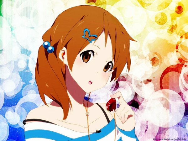 Anime picture 1280x960 with k-on! kyoto animation hirasawa yui short hair brown eyes orange hair girl headphones