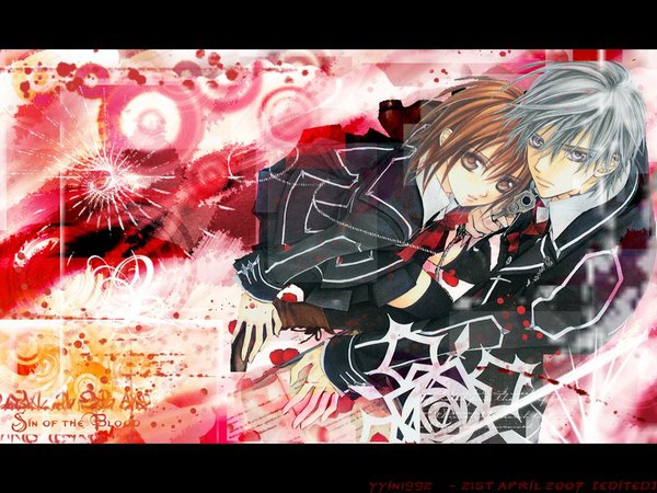 Anime picture 1024x768 with vampire knight studio deen cross yuki kiryuu zero tagme