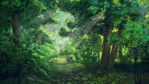 Anime picture 1920x1080 with everlasting summer iichan eroge arsenixc vvcephei highres wide image game cg sunlight wallpaper no people scenic collaboration plant (plants) tree (trees) grass forest