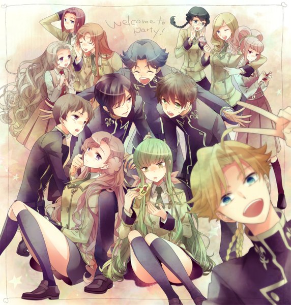 Anime picture 1200x1259 with code geass sunrise (studio) c.c. lelouch lamperouge kallen stadtfeld kururugi suzaku nunnally lamperouge euphemia li britannia shirley fenette anya alstreim rolo lamperouge gino weinberg milly ashford nina einstein rivalz cardemonde shukichi long hair tall image looking at viewer blush