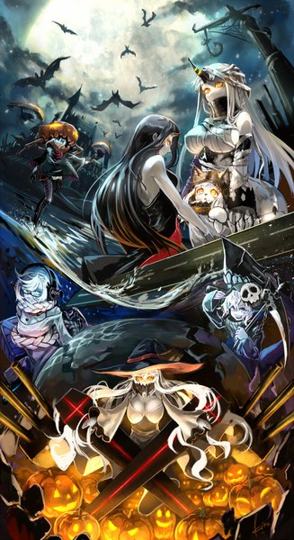 Anime picture 818x1500 with kantai collection wo-class aircraft carrier battleship-symbiotic hime northern ocean hime re-class battleship seaport hime midway hime enemy aircraft (kantai collection) supply depot hime kito (kito2) long hair tall image looking at viewer fringe short hair breasts open mouth blue eyes light erotic black hair