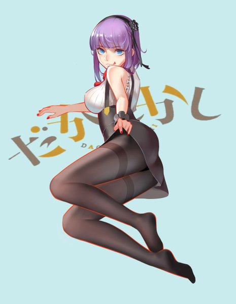 Anime picture 3779x4881 with dagashi kashi feel (studio) shidare hotaru zhano kun single tall image looking at viewer highres short hair blue eyes light erotic absurdres purple hair full body revision girl dress pantyhose hairband